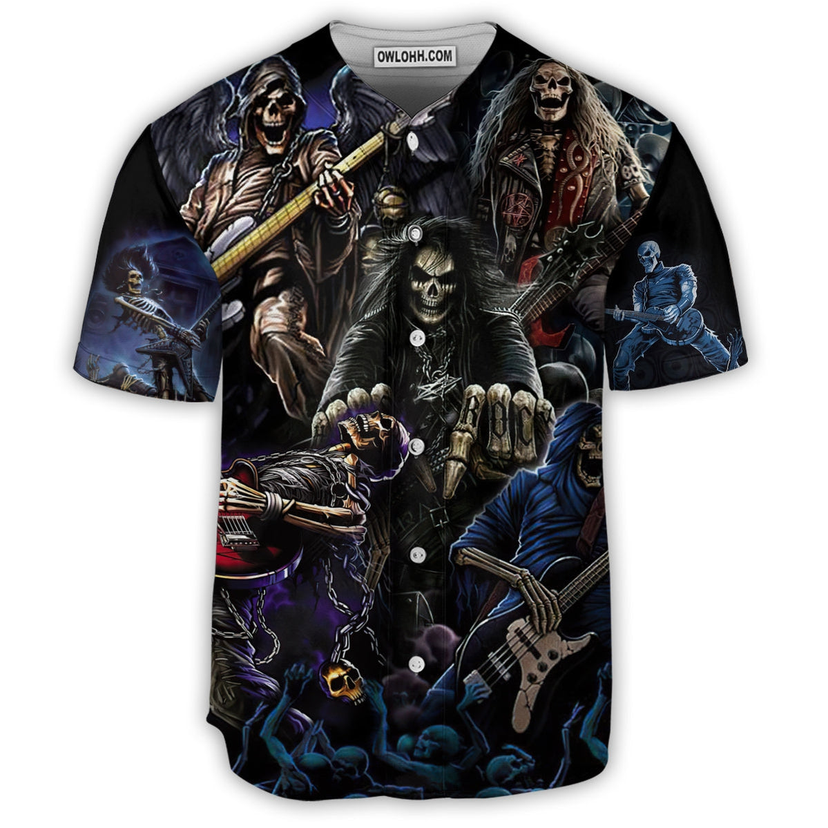 Skull Guitar Cool Dark - Baseball Jersey - Chic Loom