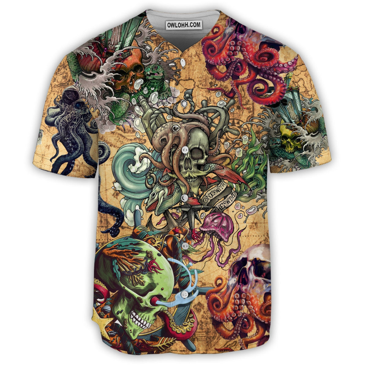 Skull Into The Sea - Baseball Jersey - Chic Loom