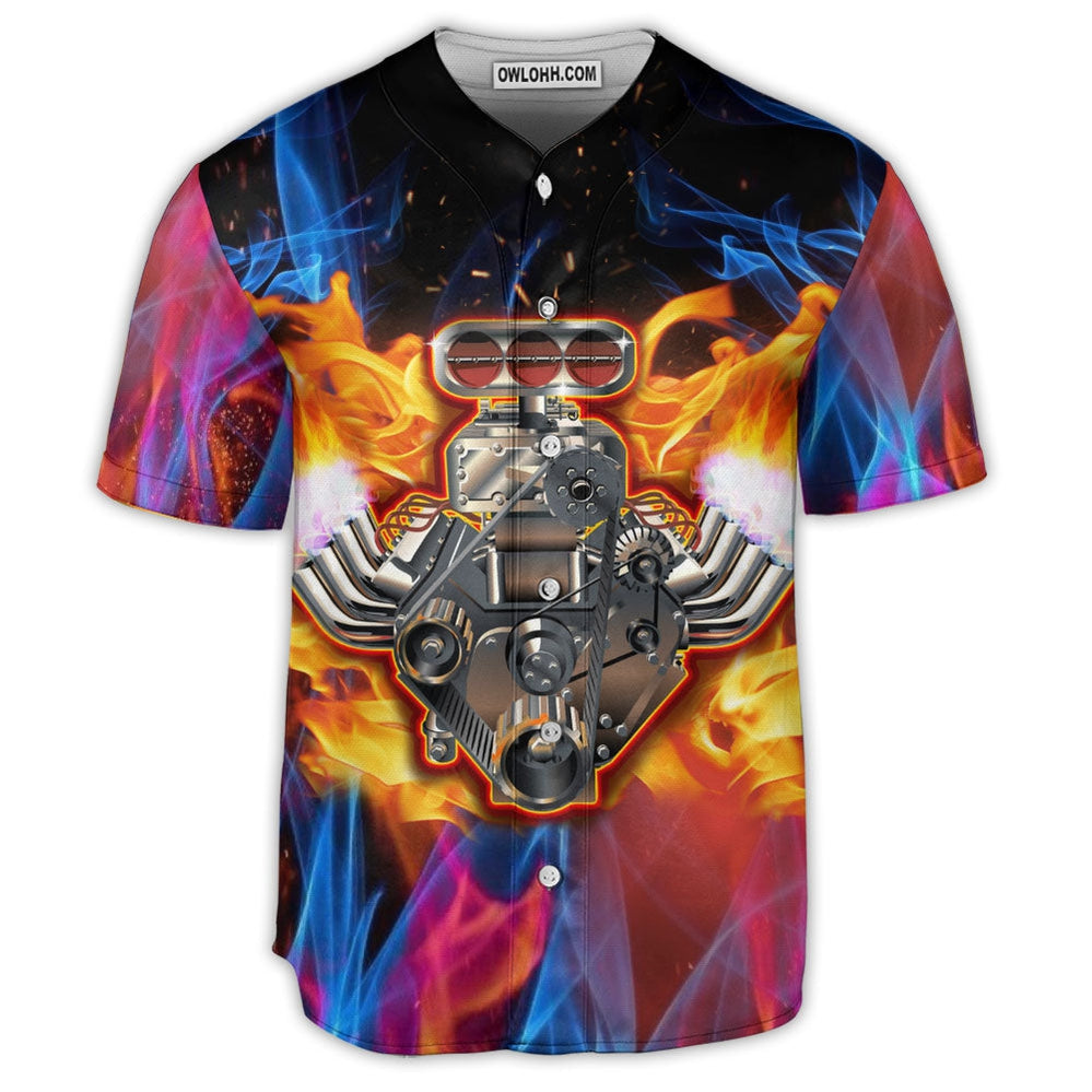 Hot Rod Classic Muscle And Flame - Baseball Jersey  - Chic Loom