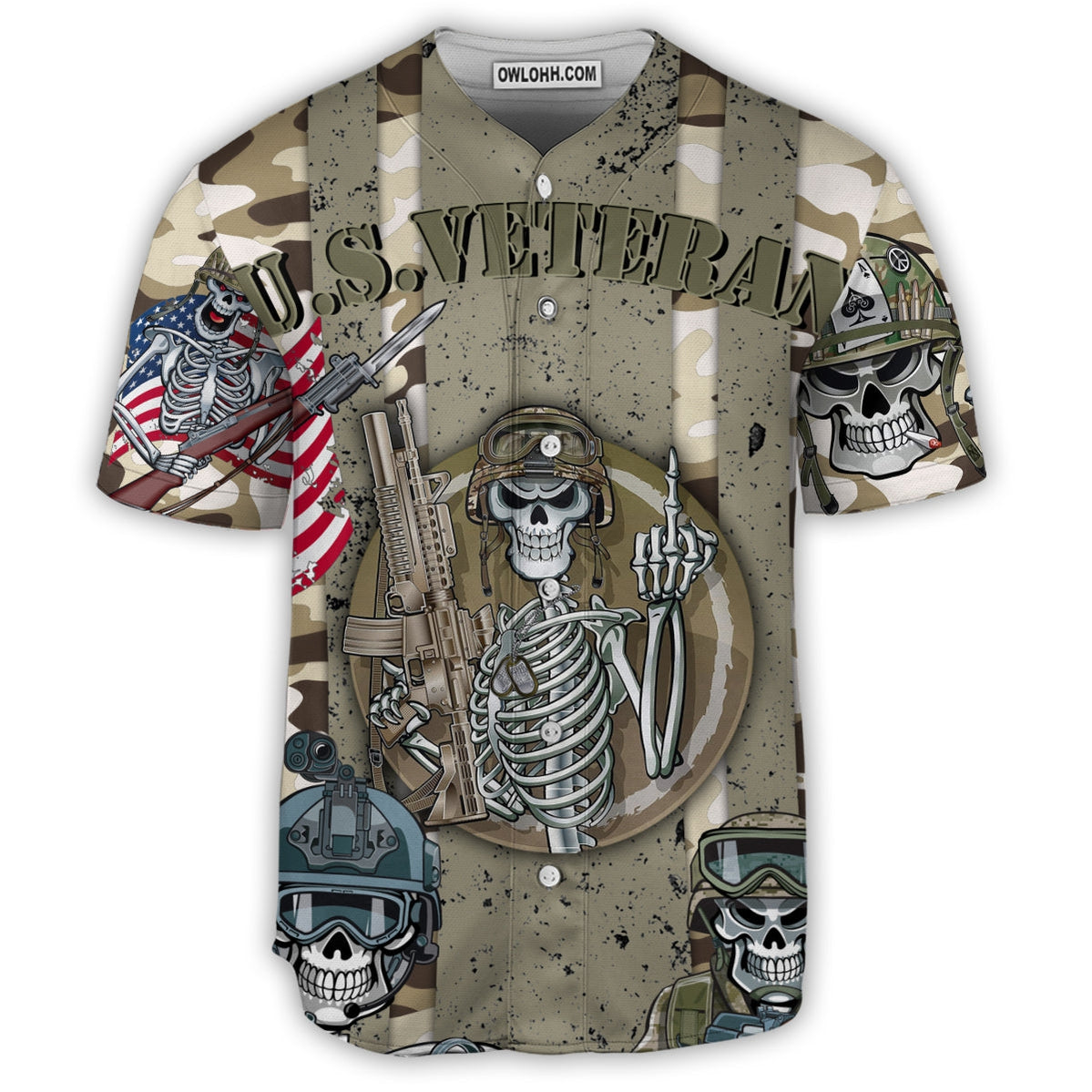 Veteran US Skull Style - Baseball Jersey - Chic Loom