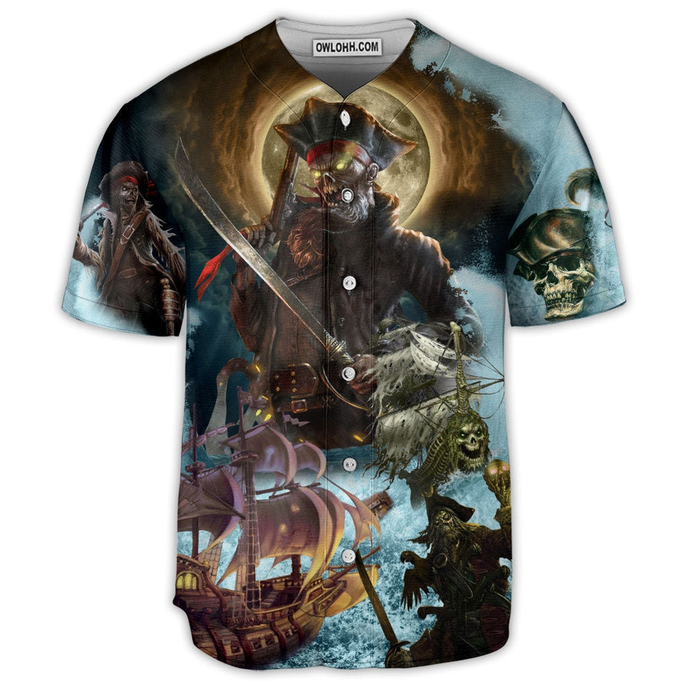 Pirate Skull Pirates Love Ocean - Baseball Jersey