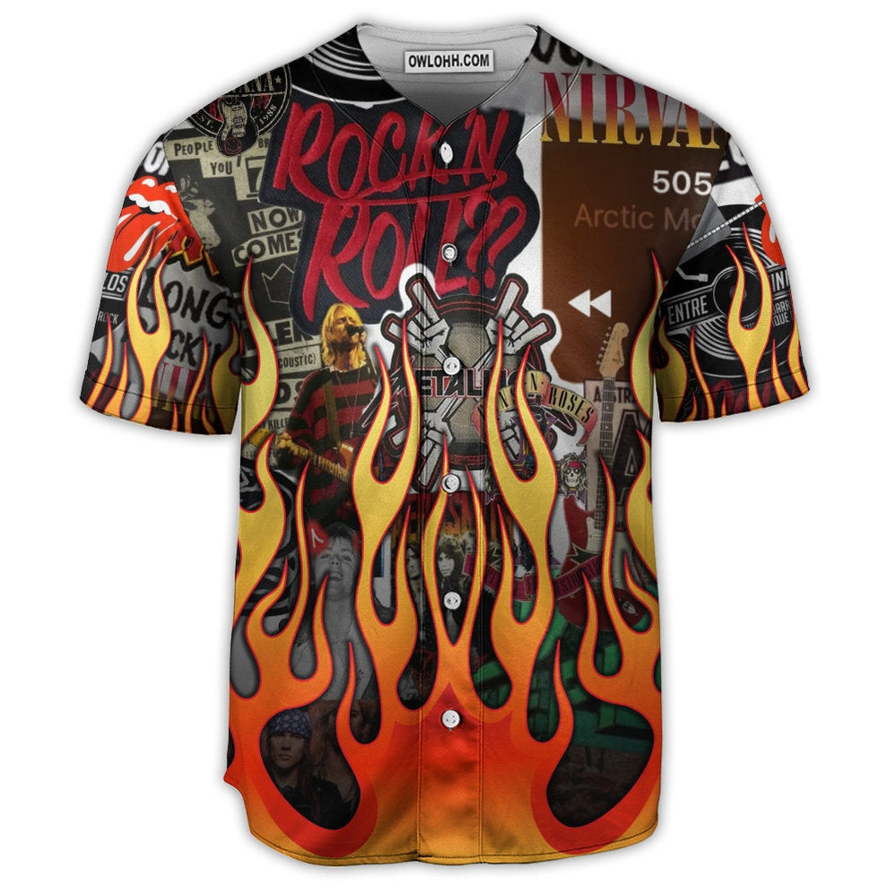 Music Rock Music Red Flame Chill  - Baseball Jersey  - Chic Loom