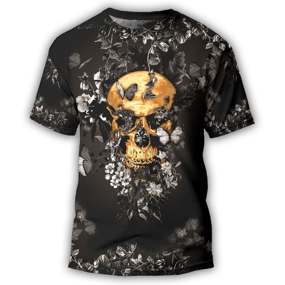 Skull Flowers Grow Out Of Dark Moments - 3D T-shirt - Chic Loom