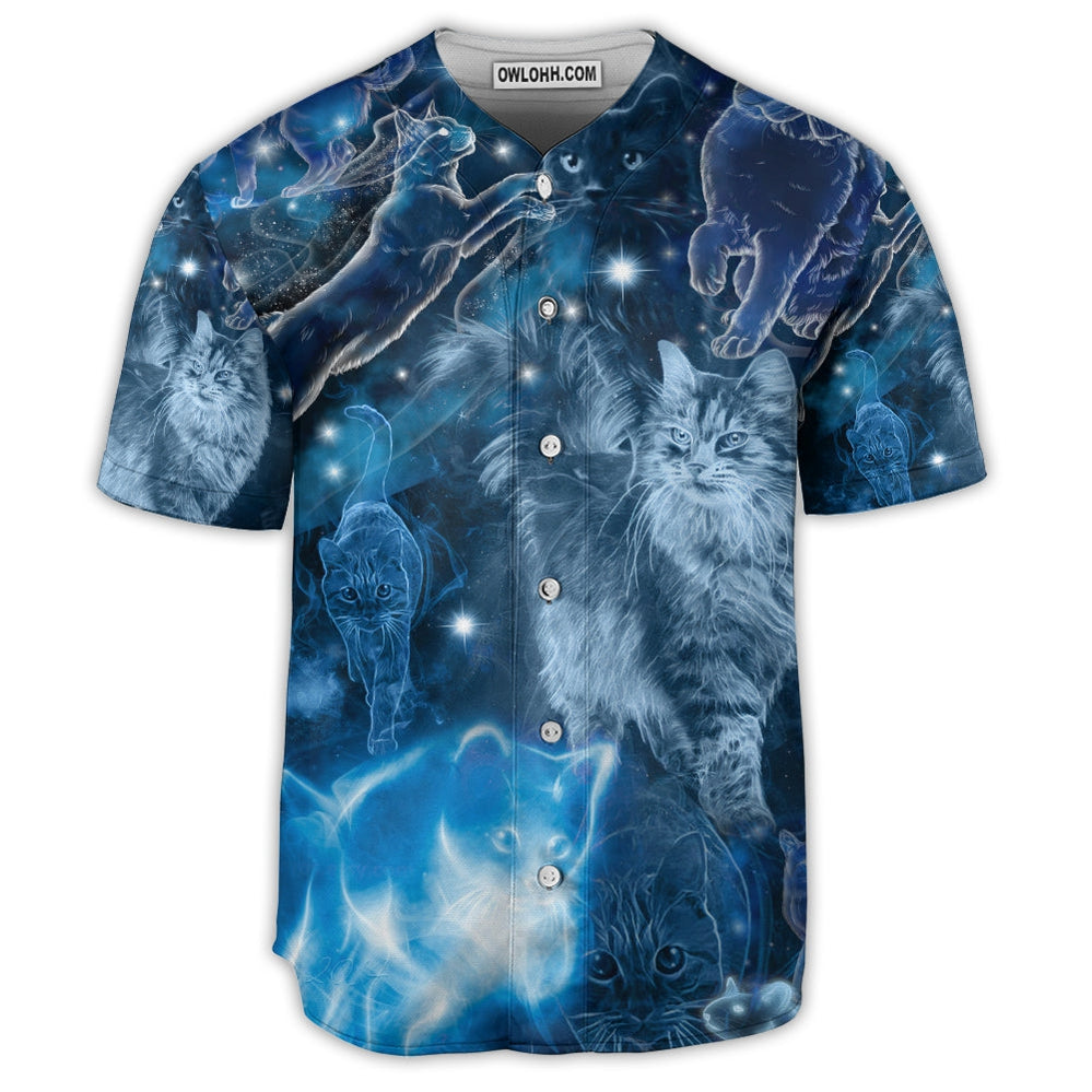 Cat Love Blue Neon Cat Style - Baseball Jersey  - Chic Loom