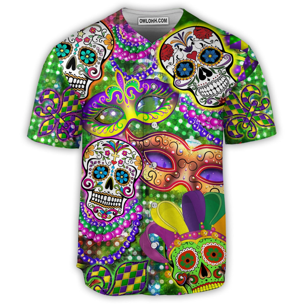 Skull Mardi Gras - Baseball Jersey - Chic Loom