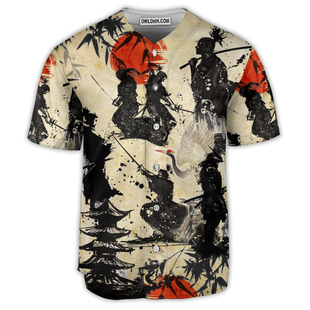 Samurai Mountain Sketch Art - Baseball Jersey