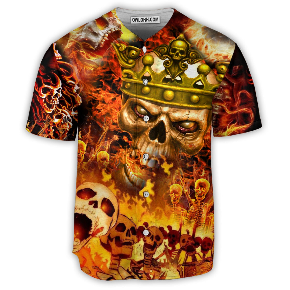 Skull King On Fire - Baseball Jersey - Chic Loom