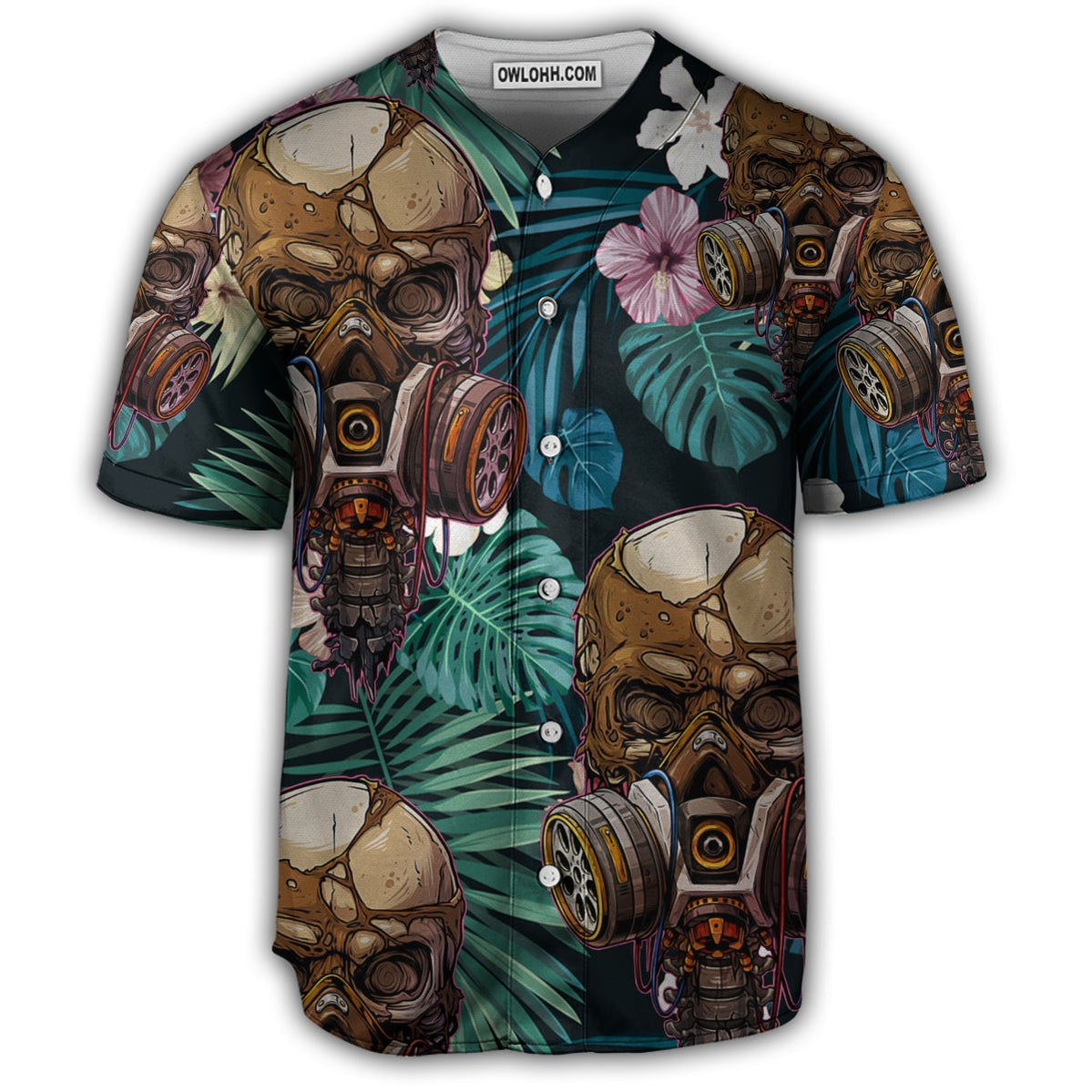 Skull Style Lover And Tropical Leaves - Baseball Jersey - Chic Loom
