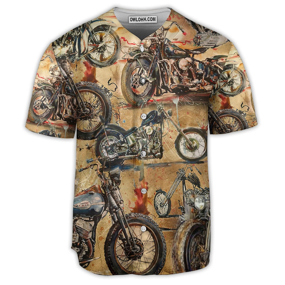 Motorcycle Vintage Art Style - Baseball Jersey  - Chic Loom