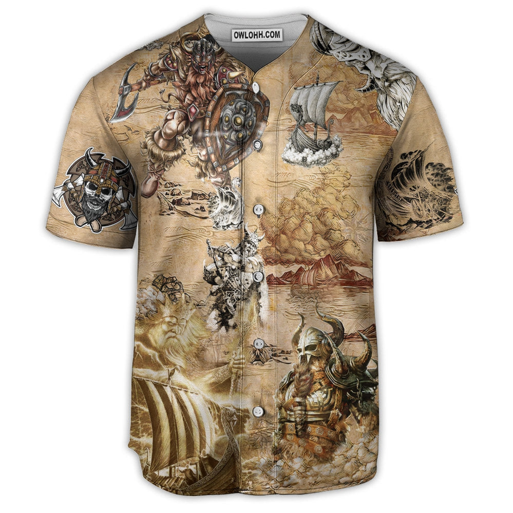Viking Map War Vintage Style - Baseball Jersey  - Chic Loom