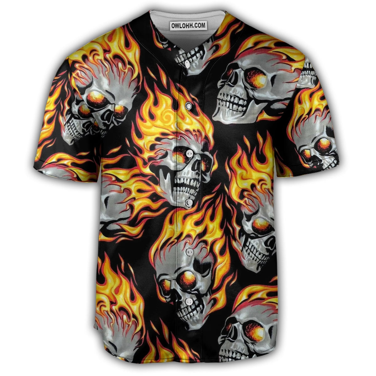 Skull Cool On Fire - Baseball Jersey - Chic Loom