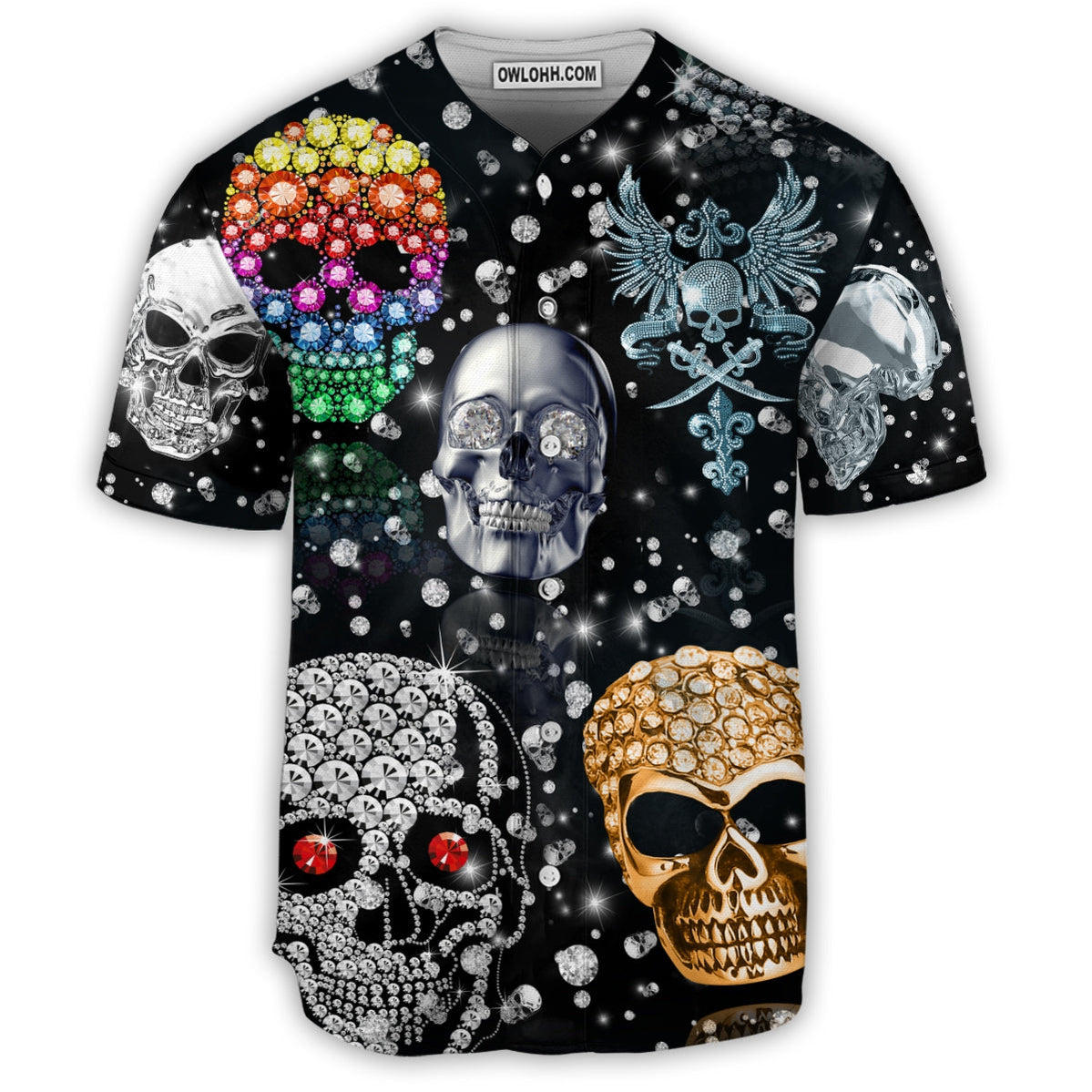 Skull Shiny Diamond - Baseball Jersey - Chic Loom