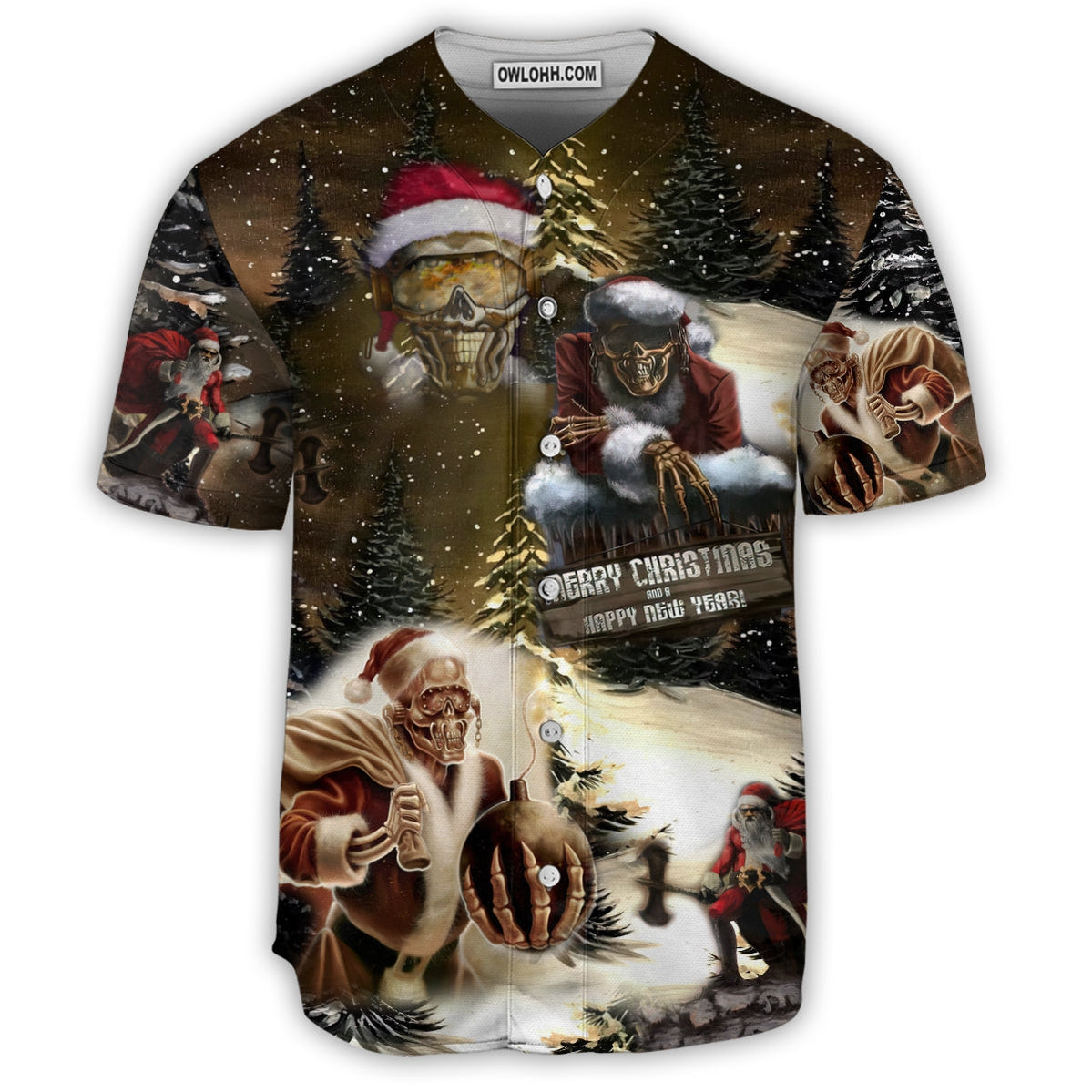 Skull Merry Xmas And Happy New Year - Baseball Jersey - Chic Loom