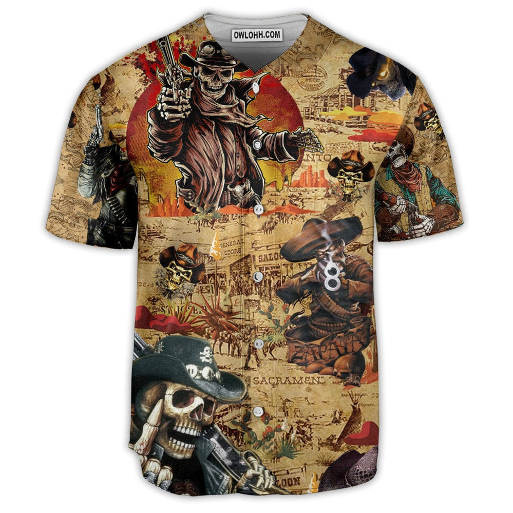 Pirate Cowboy Skull Love Life Vintage - Baseball Jersey