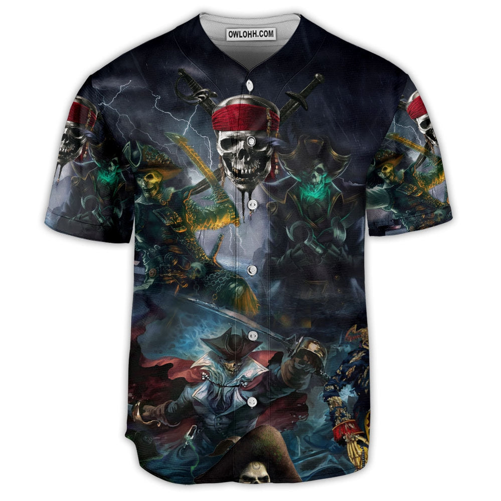 Pirate Skeleton And Thunder - Baseball Jersey