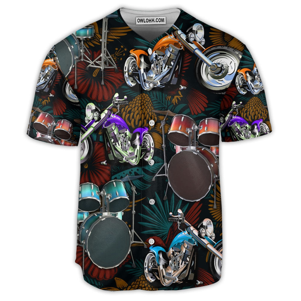 Motorcycle And Drum Tropical Vibe - Baseball Jersey  - Chic Loom