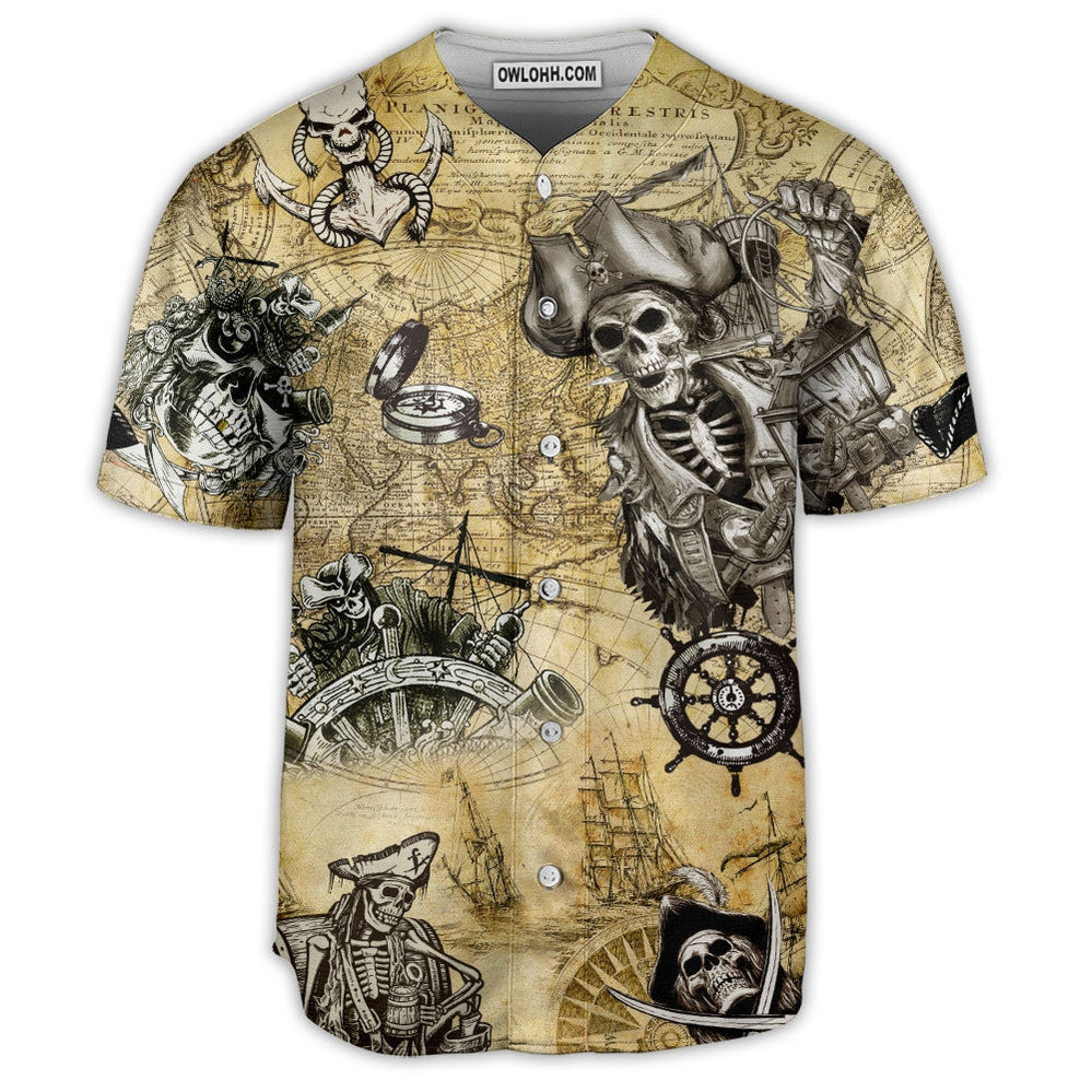 Pirate Skull Save A Ship Ride A Pirate - Baseball Jersey