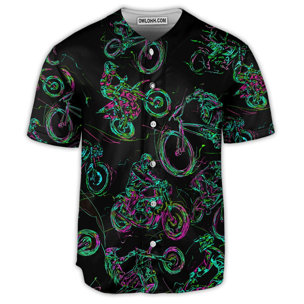 Motorcycle Neon Art Style - Baseball Jersey  - Chic Loom