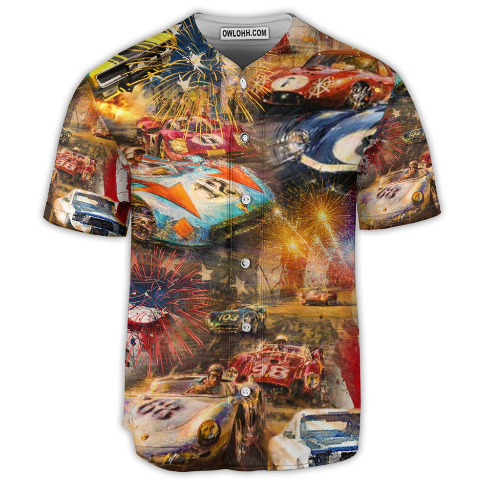 Car Racing Independence Day Love Racing Style - Baseball Jersey  - Chic Loom