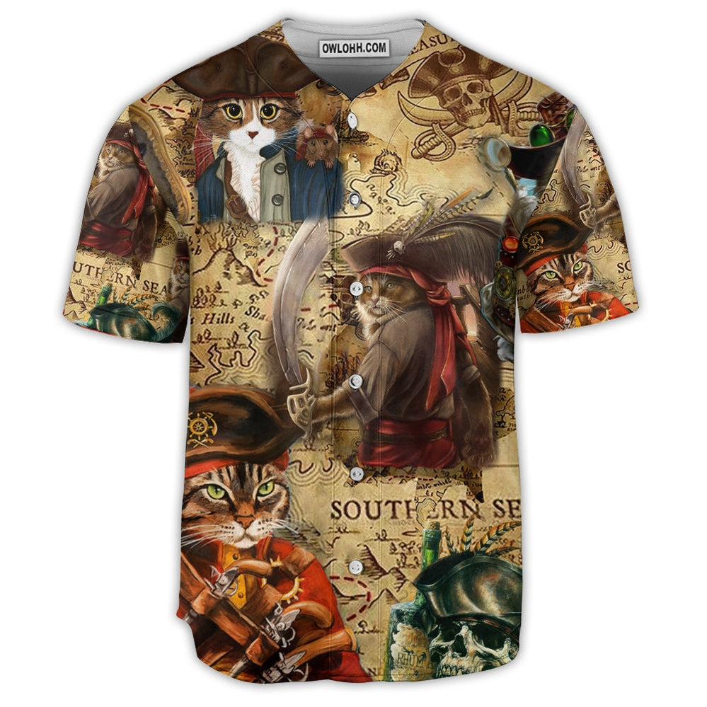 Cat Pirate Cat Vintage Funny - Baseball Jersey  - Chic Loom
