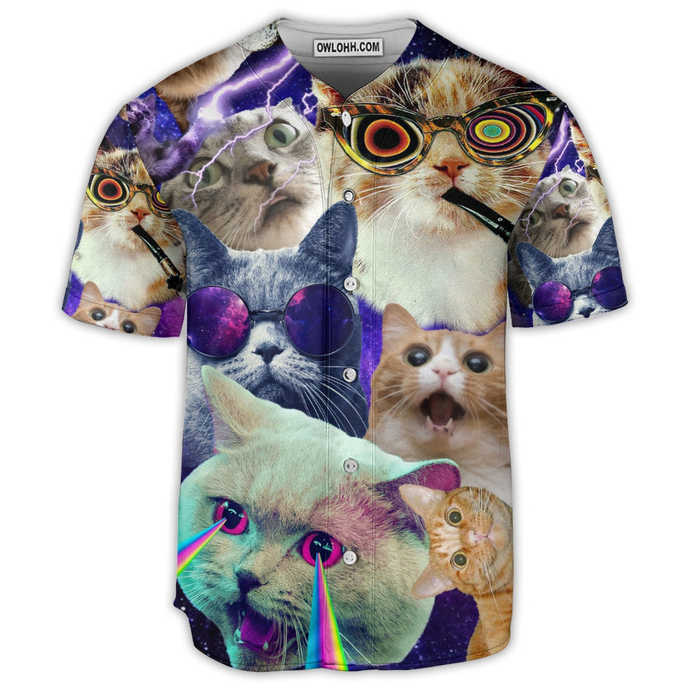 Cat Snooping In Space Funny - Baseball Jersey  - Chic Loom