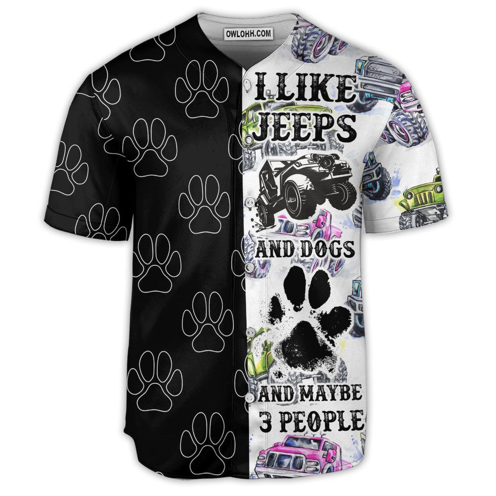 Jeep I Like Jeeps And Dogs - Baseball Jersey  - Chic Loom