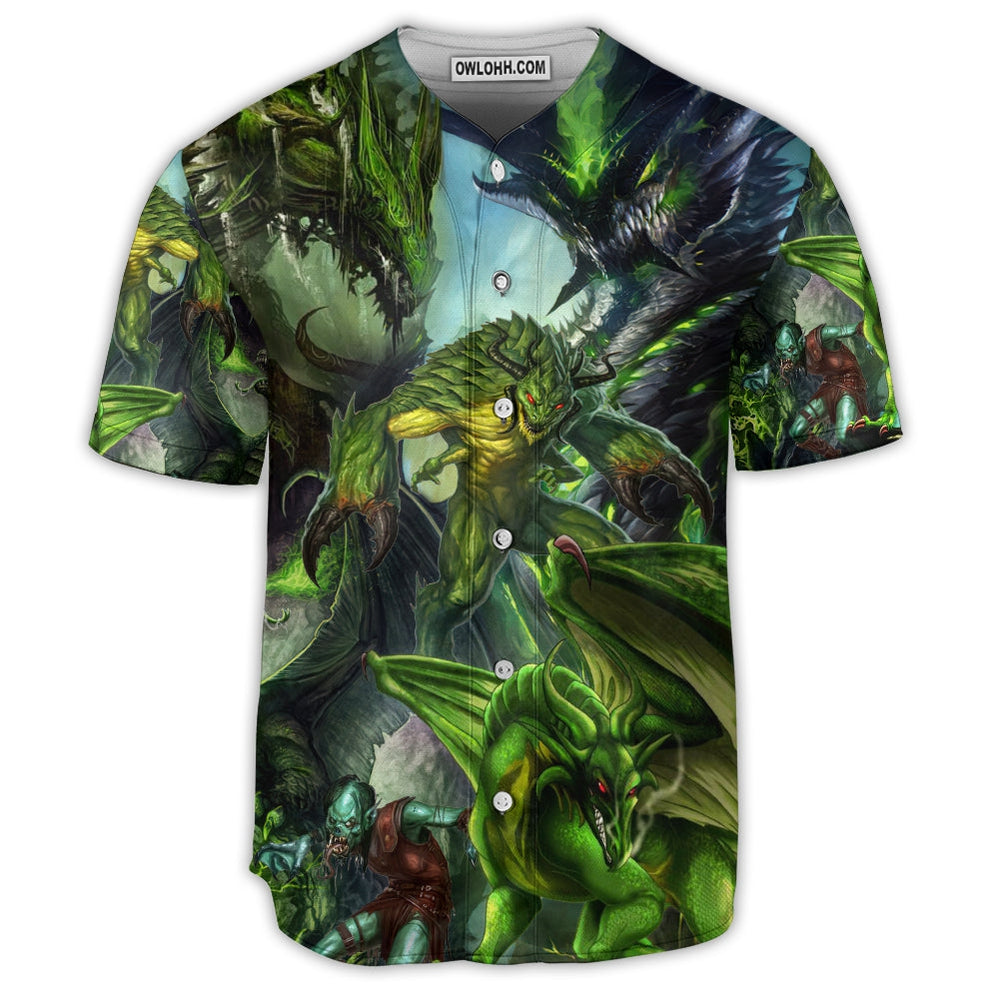 Dragon Green Skull Lover Art Style - Baseball Jersey  - Chic Loom