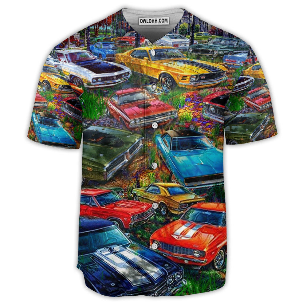 Car Love Classic Car In The Forest Art Style - Baseball Jersey  - Chic Loom