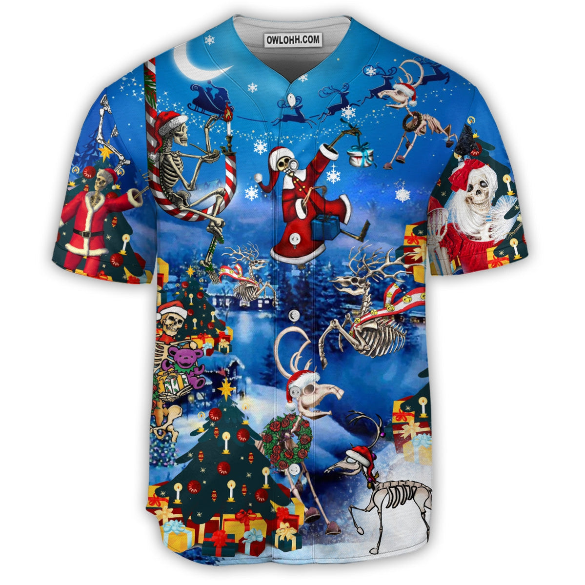 Christmas And Skull Merry Xmas - Baseball Jersey - Chic Loom