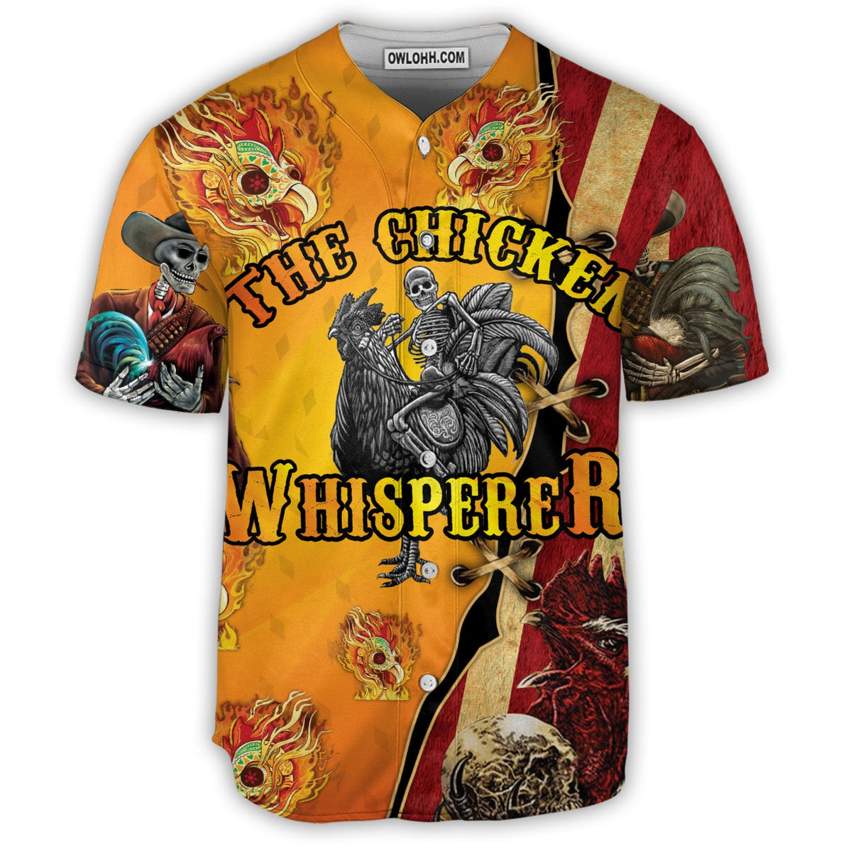 Chicken Farm Skull Chicken Fire - Baseball Jersey - Chic Loom
