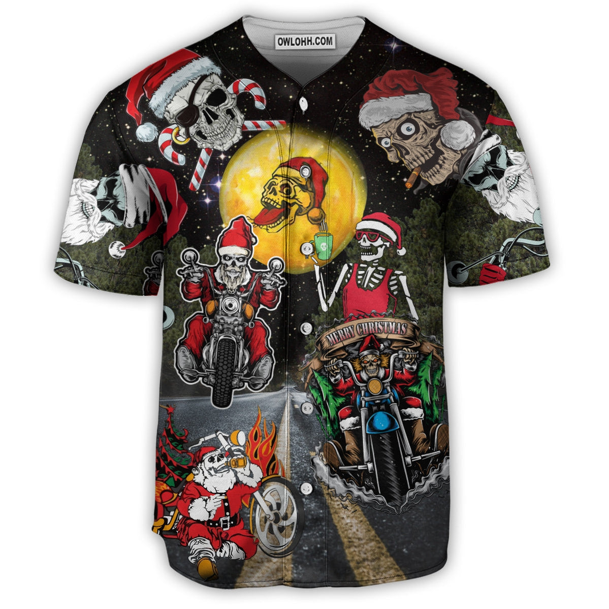 Skull Santa Skull Is Racing To You - Baseball Jersey - Chic Loom