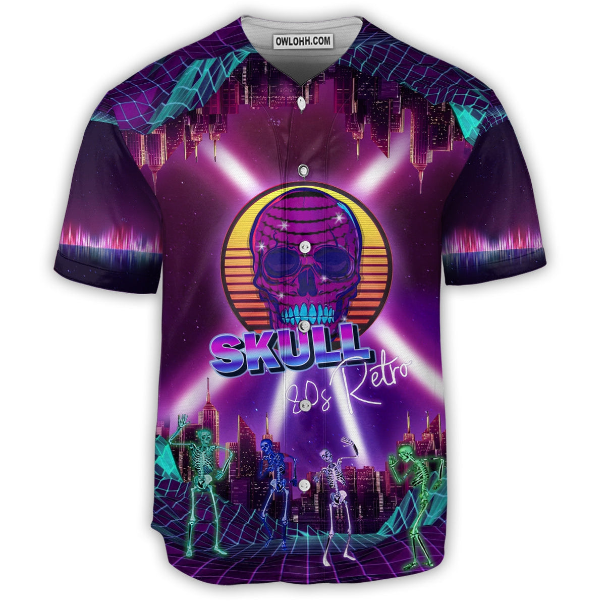 Skull 80s Retro - Baseball Jersey - Chic Loom