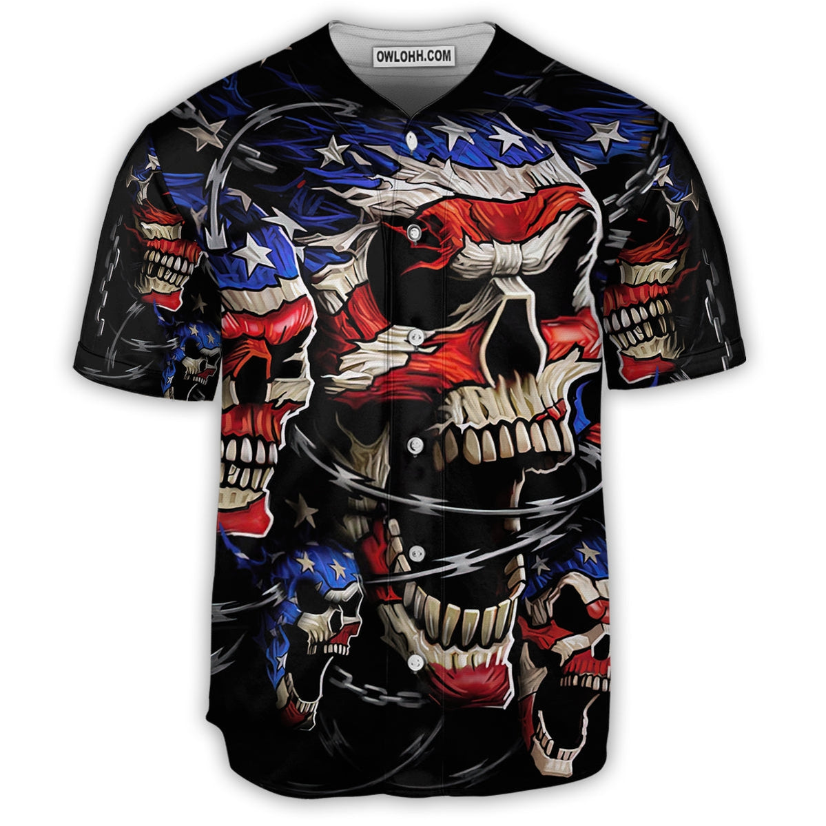 Skull America Forever - Baseball Jersey - Chic Loom