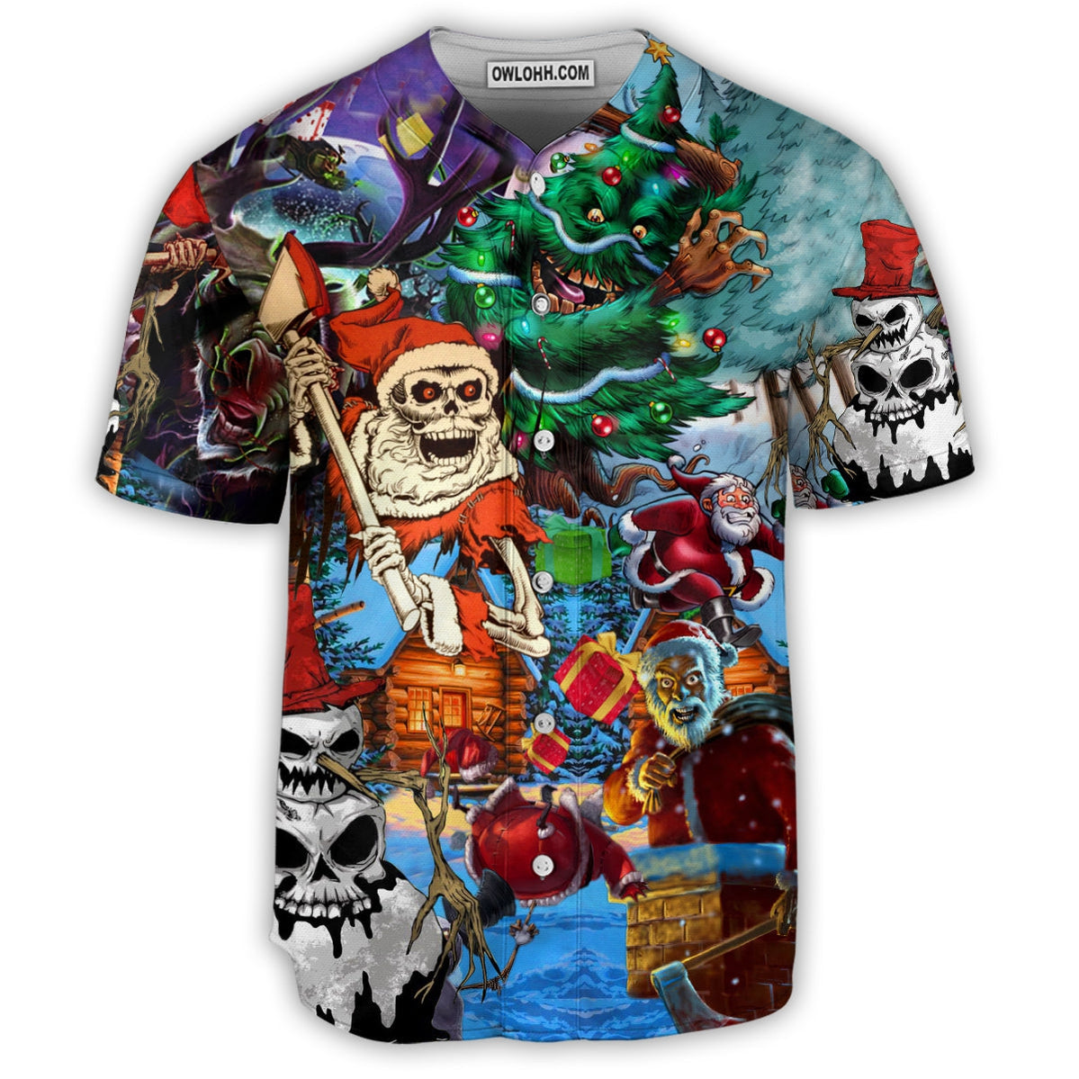 Skull And Christmas Scary - Baseball Jersey - Chic Loom
