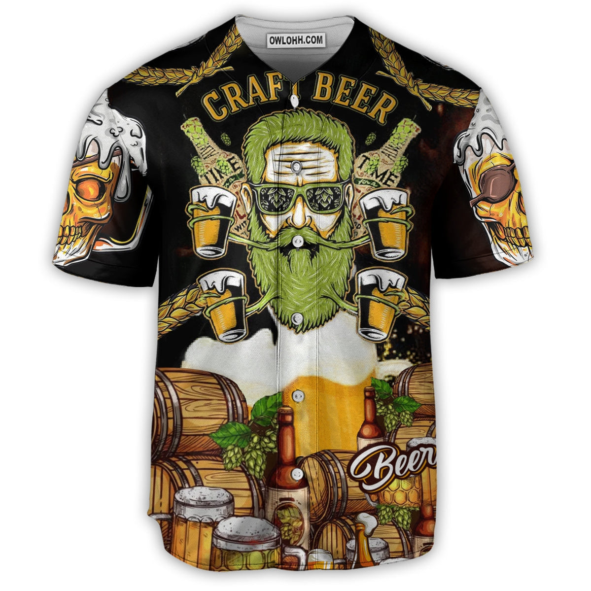 Beer Skull Craft Beer - Baseball Jersey - Chic Loom