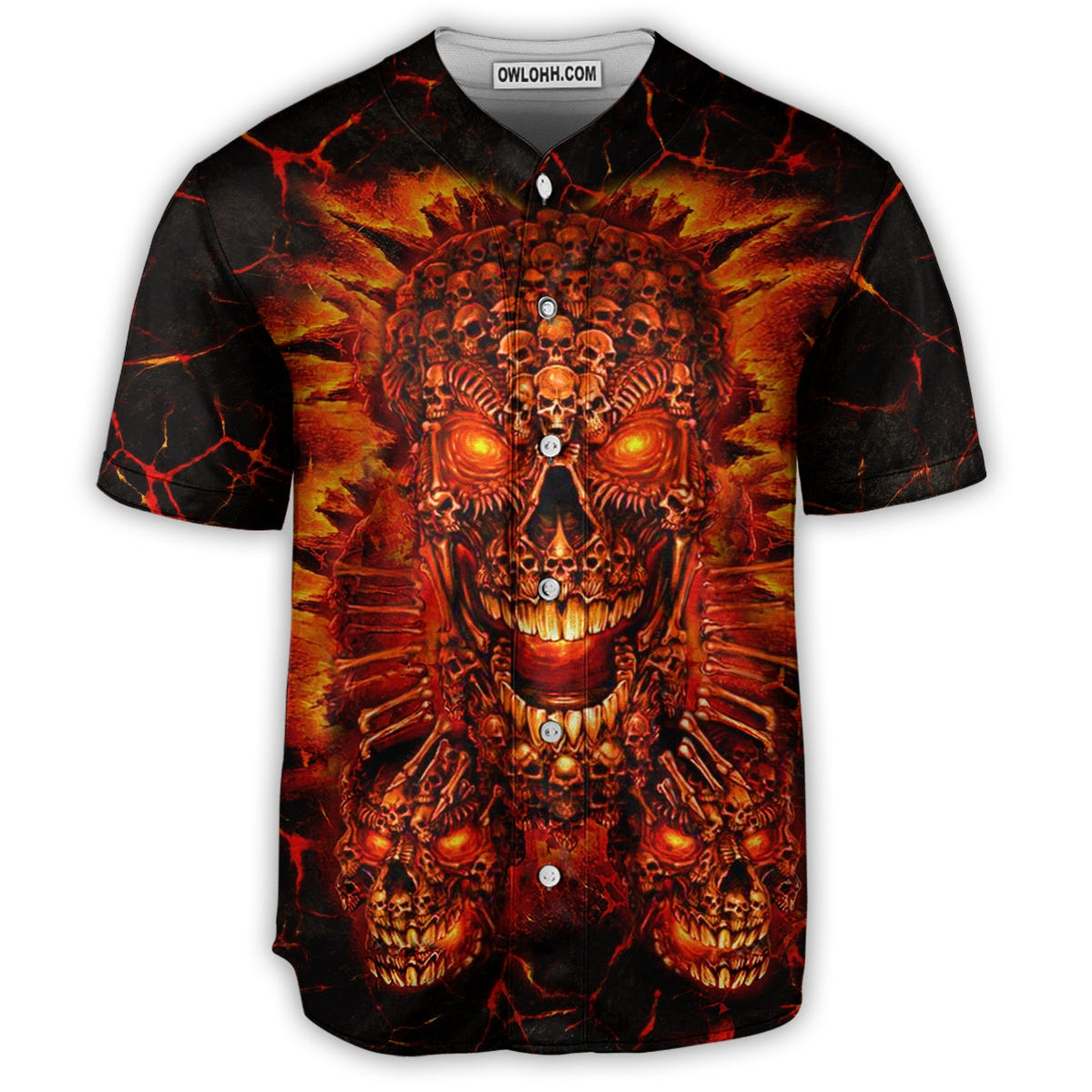 Skull Fire Love Red Smile - Baseball Jersey - Chic Loom