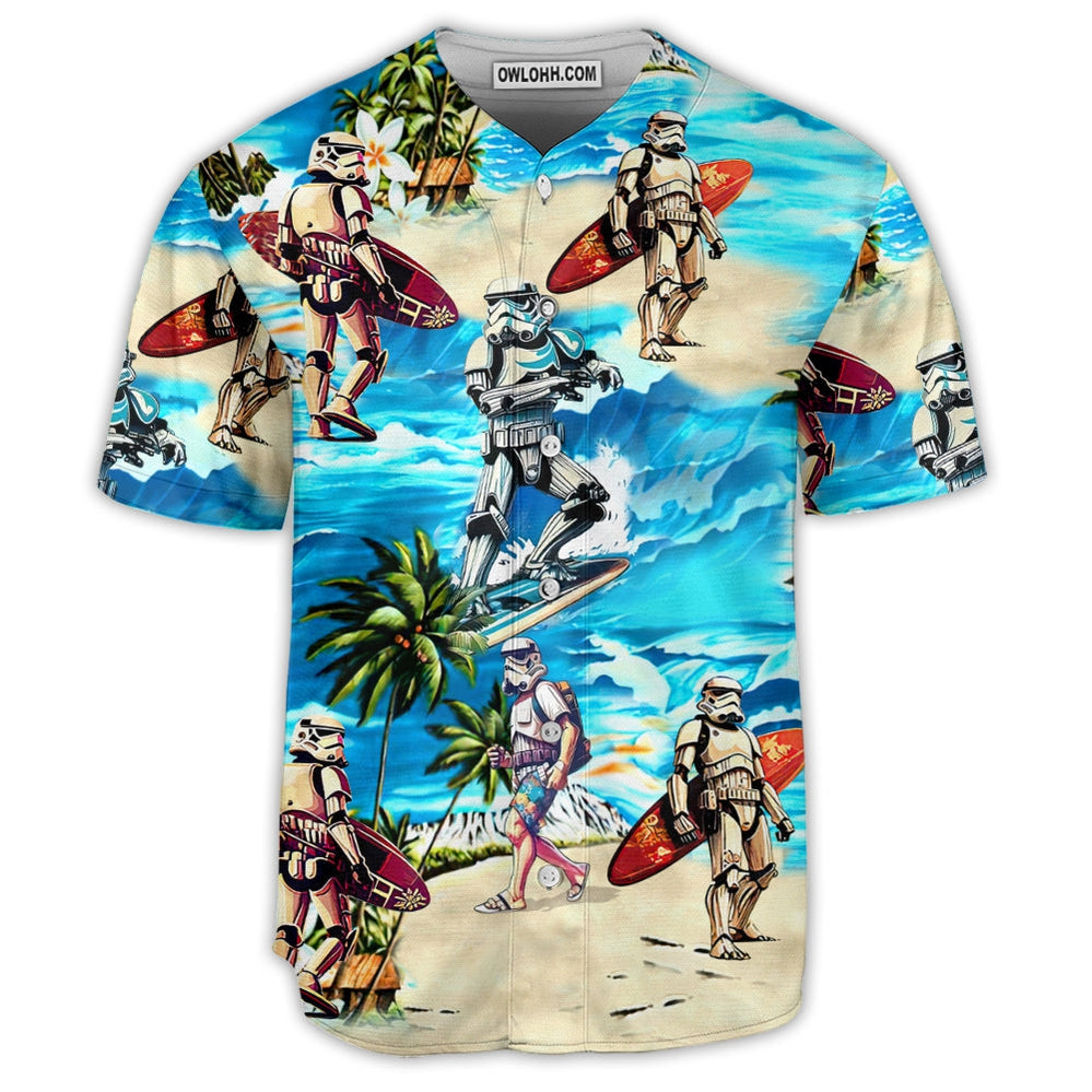 Stormtrooper Starwars Surfing - Baseball Jersey - Chic Loom