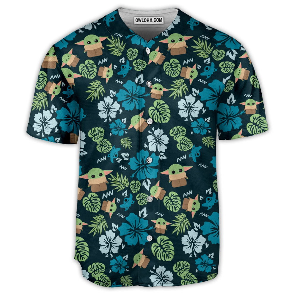 Starwars The Mandalorian Grogu Baby Yoda Leaves - Baseball Jersey - Chic Loom
