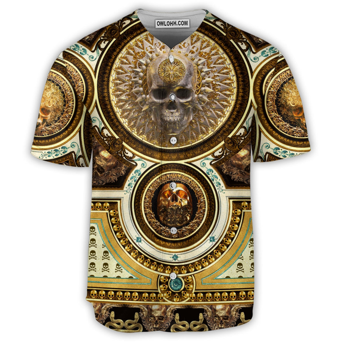 Skull Gold Luxury Style - Baseball Jersey - Chic Loom