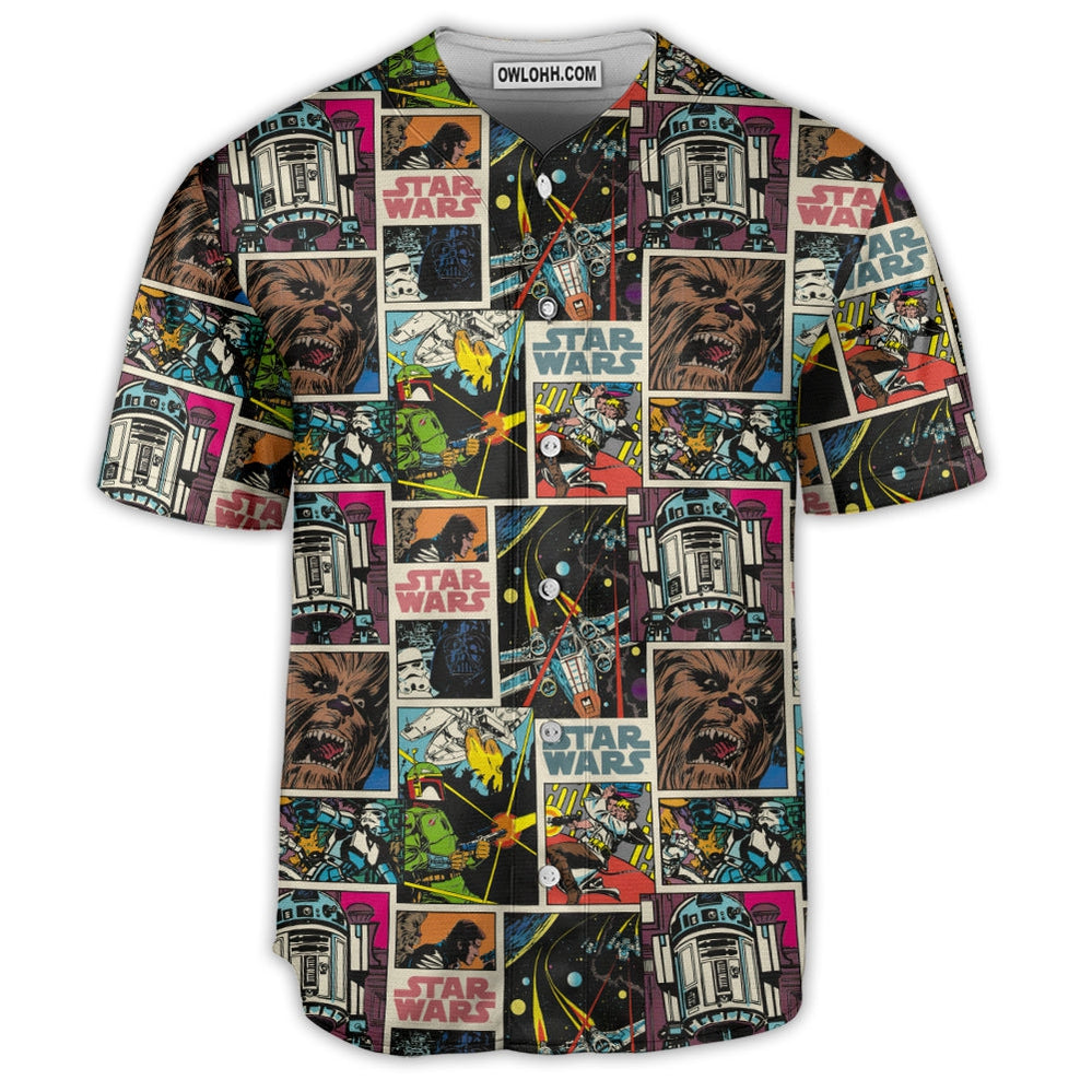 Starwars Print Comic Pattern - Baseball Jersey - Chic Loom