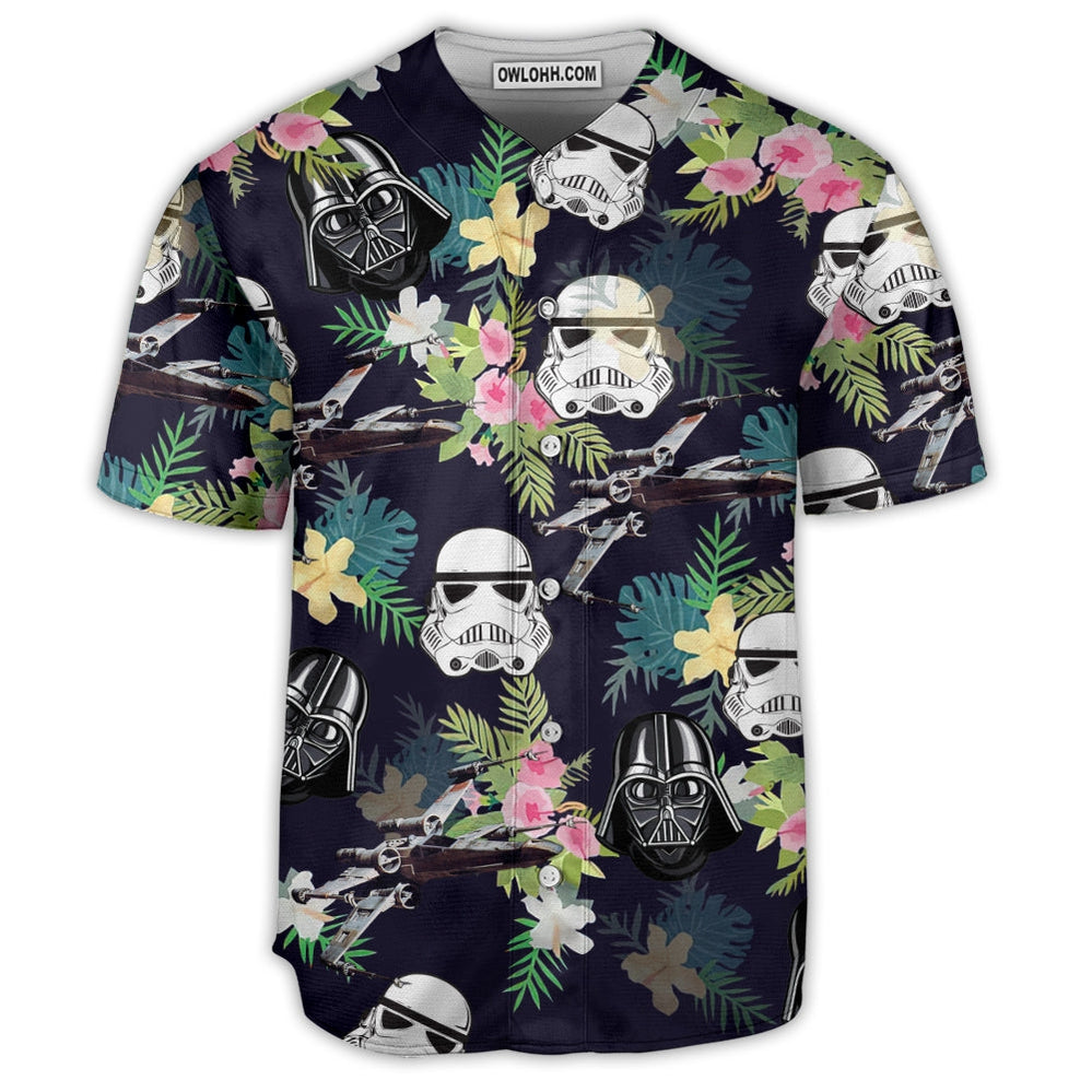 Starwars Darth Vader Stormtrooper Helmet Tropical Pattern - Baseball Jersey - Chic Loom