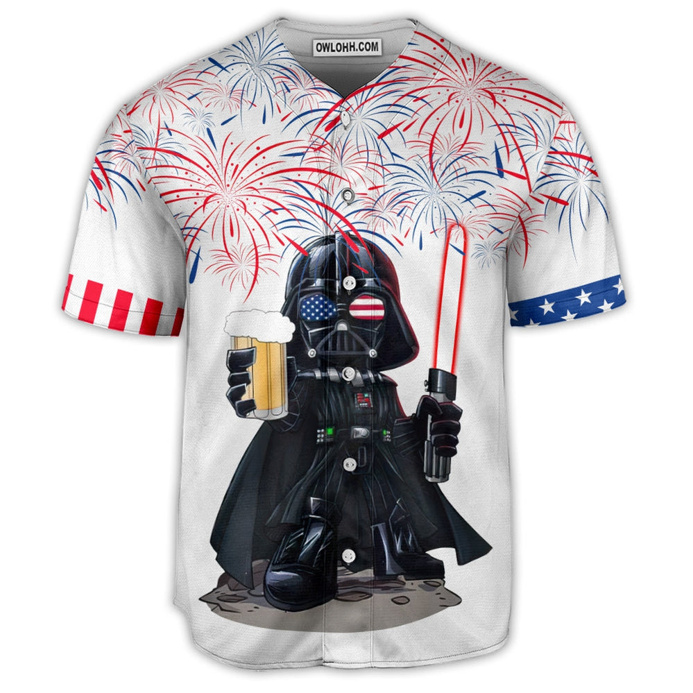 Starwars Independence Day Darth Vader With Beer - Baseball Jersey - Chic Loom