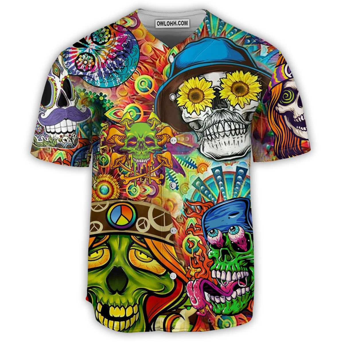 Skull Life Style Hippie - Baseball Jersey - Chic Loom