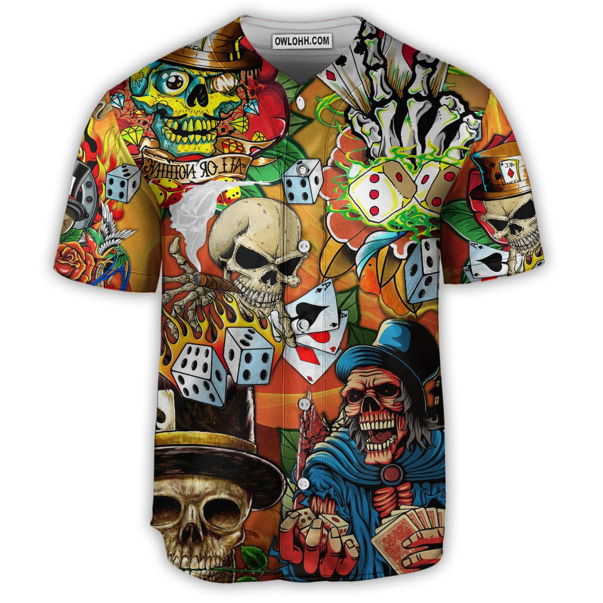 Skull Life Style Poker - Baseball Jersey - Chic Loom