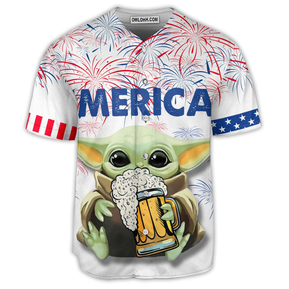 SW Baby Yoda With Beer - Baseball Jersey - Chic Loom