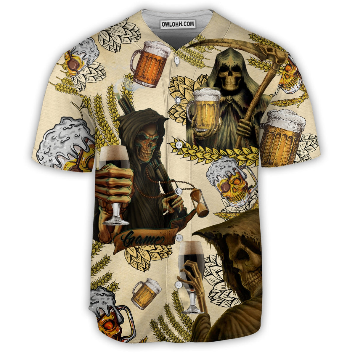 Skull Love Beer Happy Day - Baseball Jersey - Chic Loom