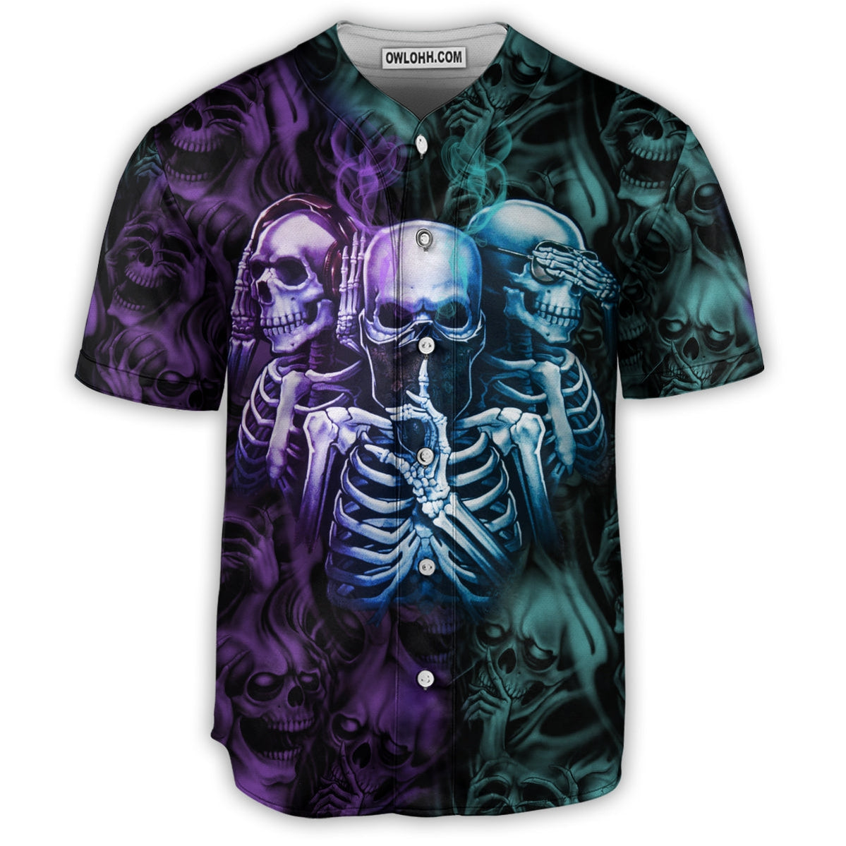 Skull Neither Hear Nor See - Baseball Jersey - Chic Loom