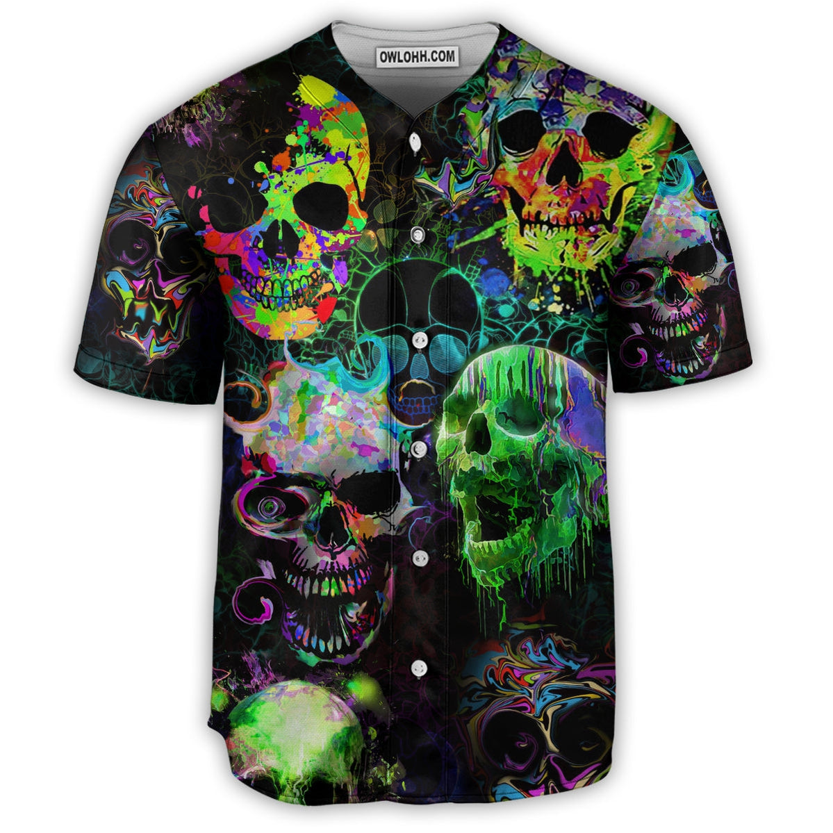 Skull Green Color Splash - Baseball Jersey - Chic Loom