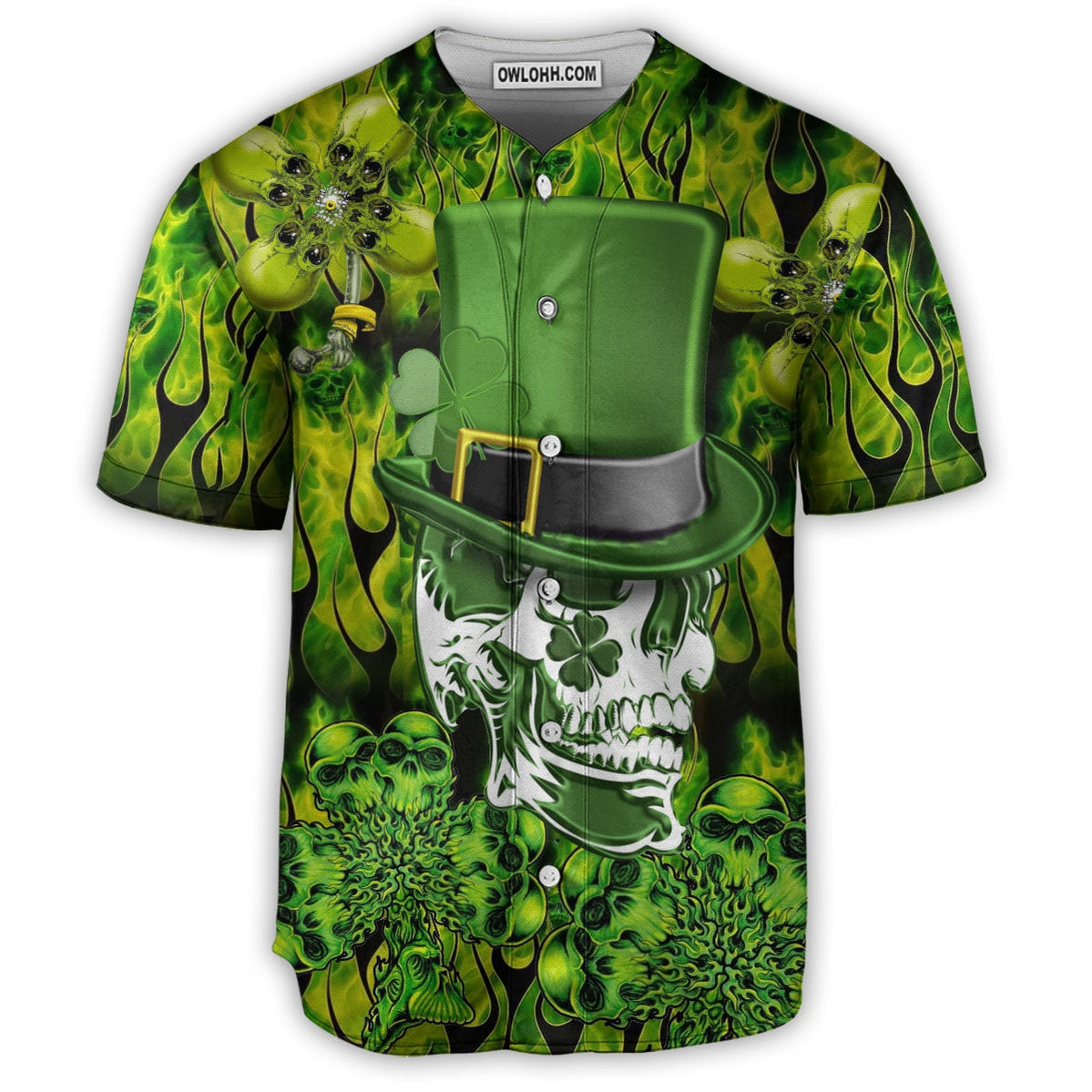 Irish Skull Enjoys Saint Patricks Day - Baseball Jersey - Chic Loom