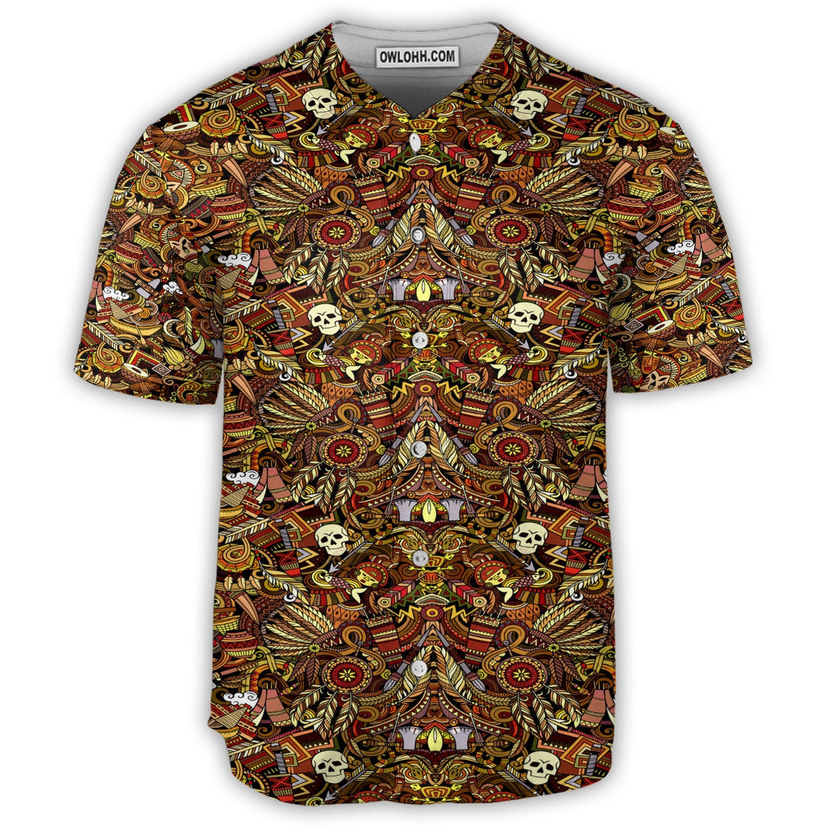 Native Skull Pattern - Baseball Jersey - Chic Loom